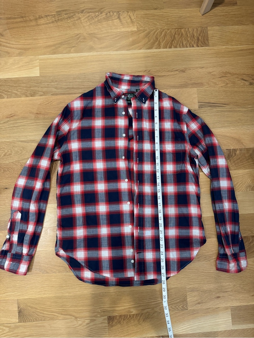 Gitman Bros Vintage Men's Red & Navy Plaid Button-Down Shirt sz M